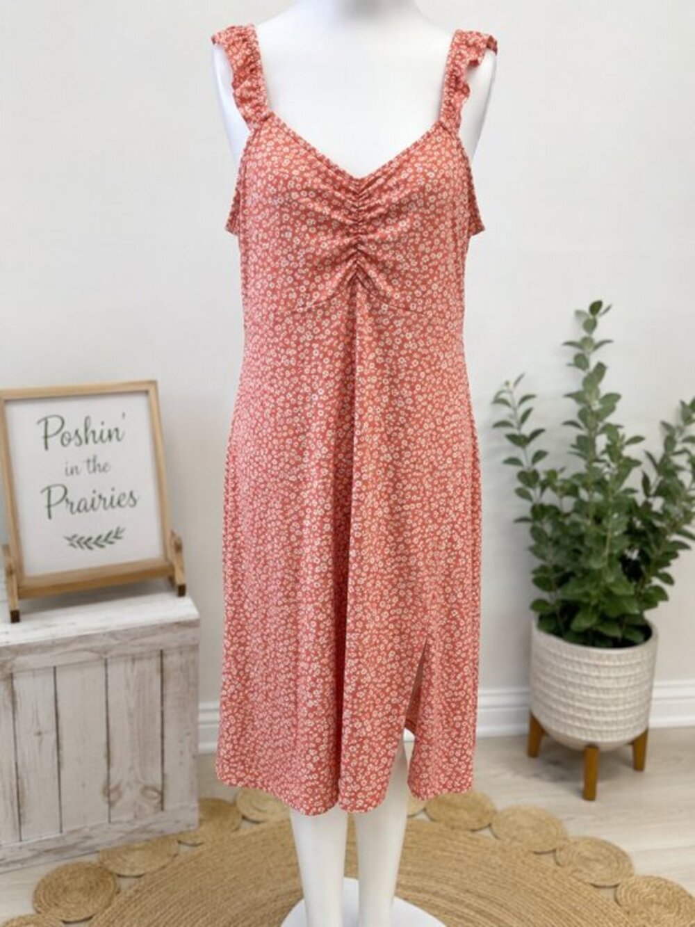 4 for $25
🧡 Hot Kiss Coral Floral Sundress | XL 🧡